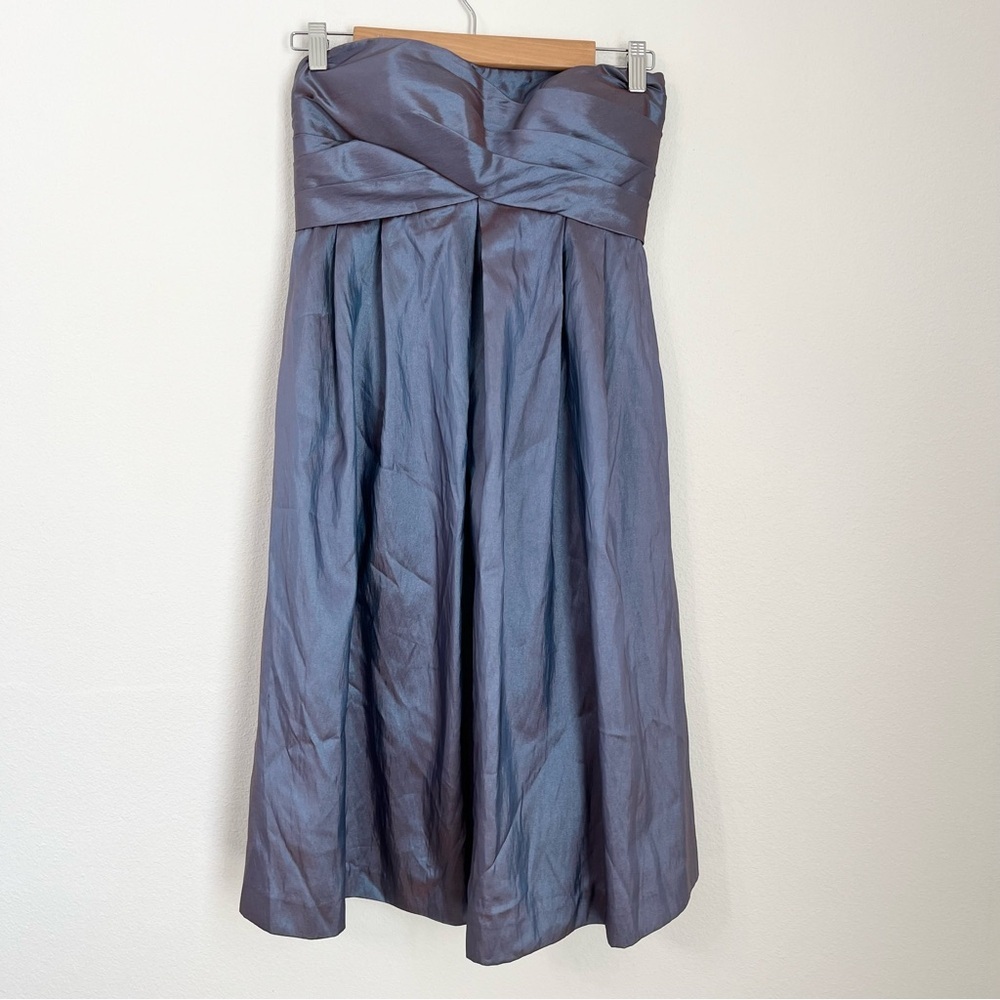 Bill Levkoff Strapless Party Fit & Flare Cocktail Dress Sz 8 Pewter Gray Bow